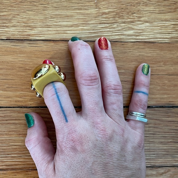 La Manso chunky yellow and gold dome ring size 6 - Picture 13 of 16